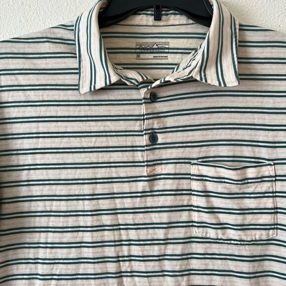 Patagonia Squeaky Polo Shirt Striped 100% Organic Cotton Men's Size M - Picture 5 of 5